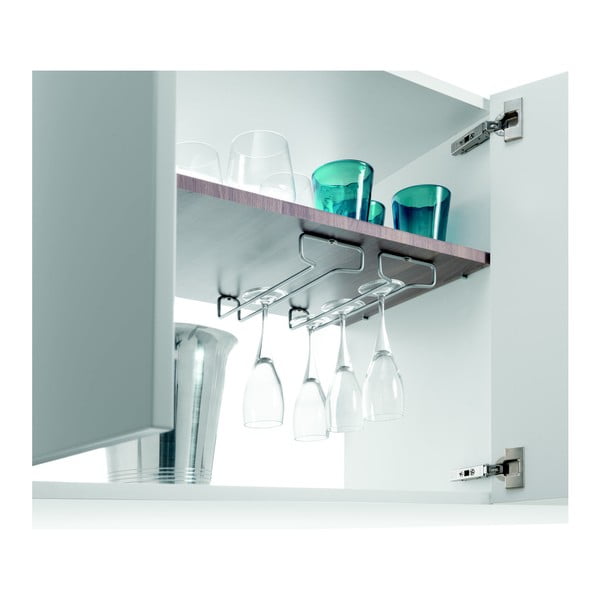 Sudraba krāsas tērauda sienas vīna glāžu turētāji (2 gab.) Rail – Metaltex-image-3