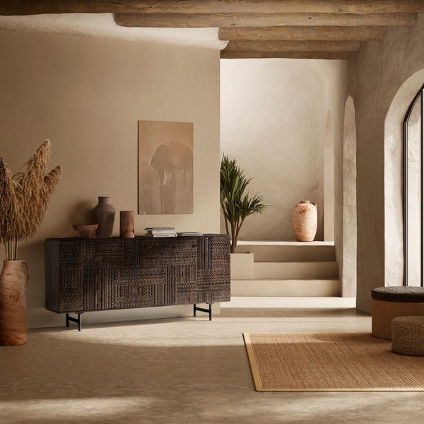 Tumši brūna mango masīvkoka kumode 160x75x40 cm Kalai – MOME-image-1