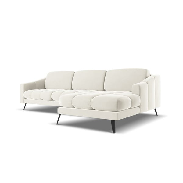 Krēmkrāsas samta stūra dīvāns (ar labo stūri) Nalu – Makamii-image-2