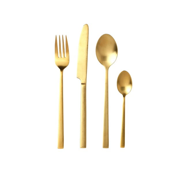 Misiņa krāsas tērauda galda piederumi (16 gab.) Brass – Bitz