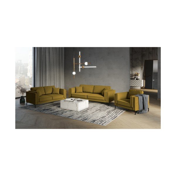 Dzeltens divvietīgs dīvāns Milo Casa Attilio, 160 cm-image-3
