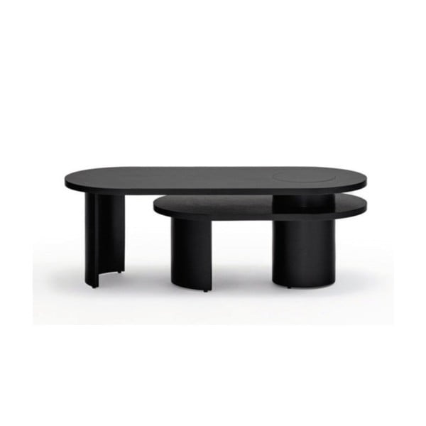 Melns žurnālgaldiņš ar oškoka imitāciju 120x50 cm Nori – Teulat