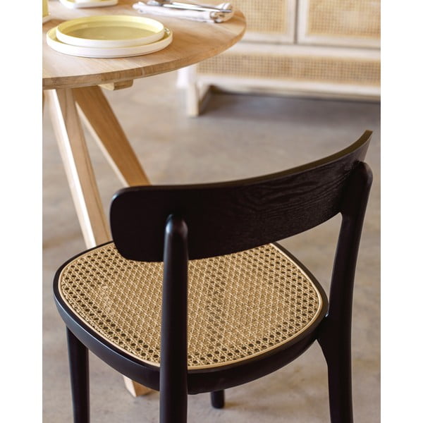 Melns ēdamistabas krēsls no dižskābarža koka Kave Home Romane-image-2