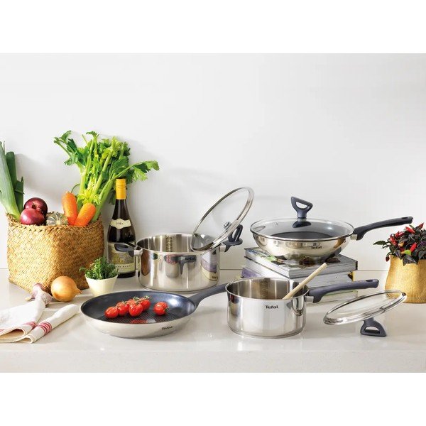 Wok nerūsējošā tērauda panna ar vāku/ar nelīpošu pārklājumu ø 28 cm Daily Cook G7309955 – Tefal-image-1