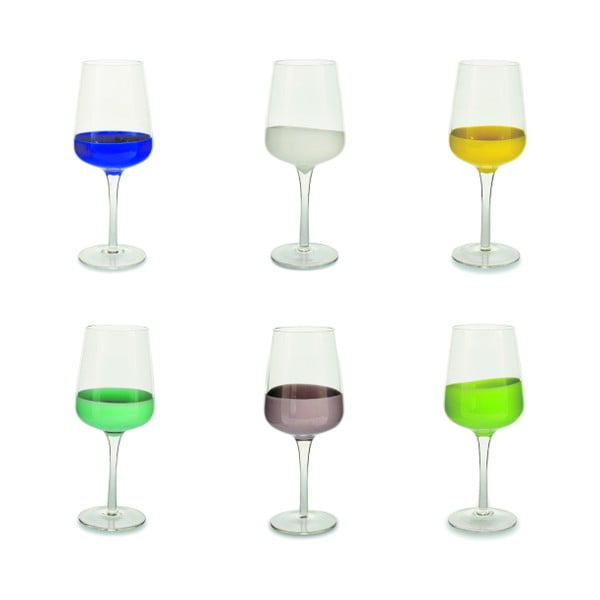 6 krāsainu vīna glāžu komplekts Villa d'Este Miami Marakeša, 430 ml