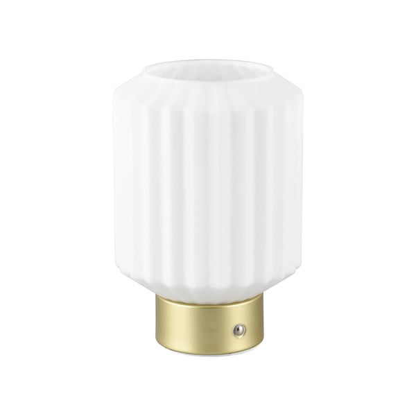 Balta/zelta krāsas LED galda lampa ar regulējamu spilgtumu un stikla abažūru (augstums 19,5 cm) Lord – Trio