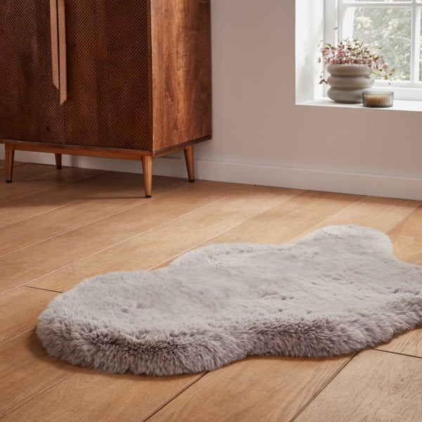Gaiši pelēka sintētiska kažokāda 60x90 cm Super Teddy – Think Rugs-image-2