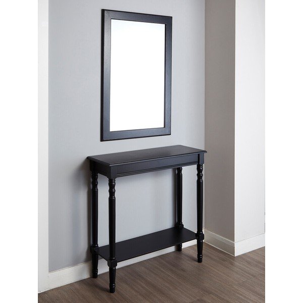 Melns priedes masīvkoka konsoles galds 30x80 cm Heritage – Premier Housewares-image-2