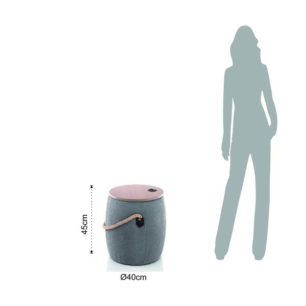 Pelēks pufs ar uzglabāšanas vietu Tomasucci Barril, ø 40 cm-image-4