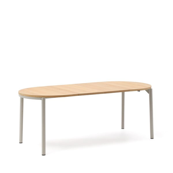 Dabīga toņa izvelkams ēdamgalds ar ozolkoka imitācijas galda virsmu 90x120 cm Montuiri – Kave Home-image-2
