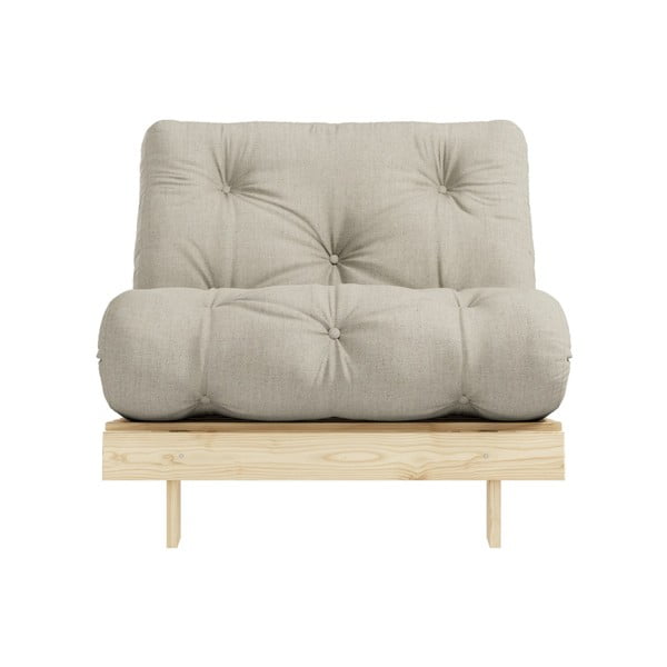 Pelēkbēšs izvelkams lina atpūtas krēsls Roots – Karup Design-image-3