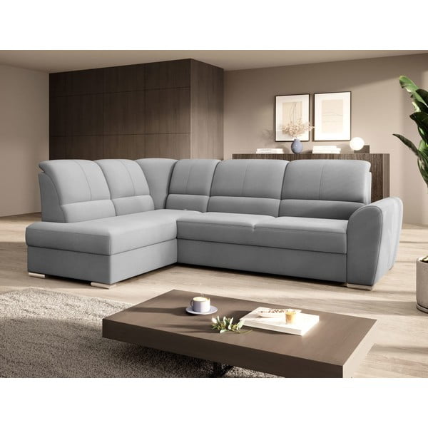 Pelēks samta salokāms/ar uzglabāšanas vietu stūra dīvāns (ar kreiso stūri/L veida) Siber – ELTAP-image-4