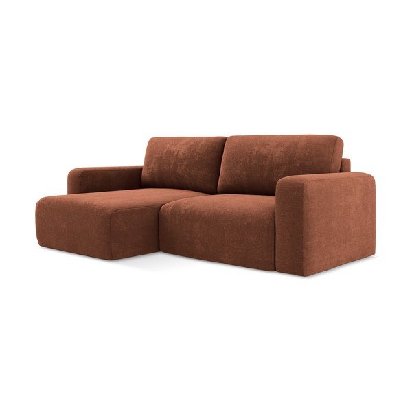 Terakotas oranžs salokāms stūra dīvāns no šenila auduma ar uzglabāšanas vietu (ar kreiso stūri/ar zvilni) Kona – Makamii-image-2