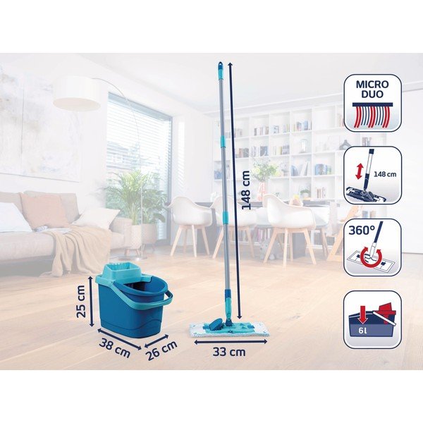 Grīdas mazgāšanas slota ar spaini PowerClean M – LEIFHEIT-image-2