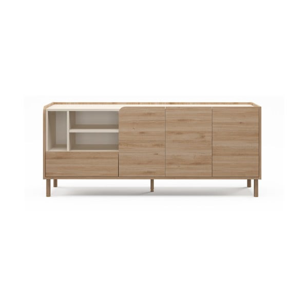 Dabīga toņa kumode ar ozolkoka imitāciju 180x75,5x44 cm Monza – Marckeric