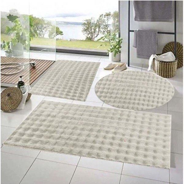 Krēmkrāsas vannas istabas paklājiņi (3 gab.) 60x100 cm Powder – Mila Home
