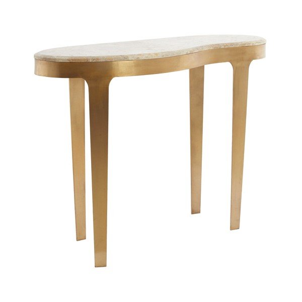 Bronzas krāsas/pelēkbrūns konsoles galds ar marmora virsmu 40x110 cm Giulio – Light & Living
