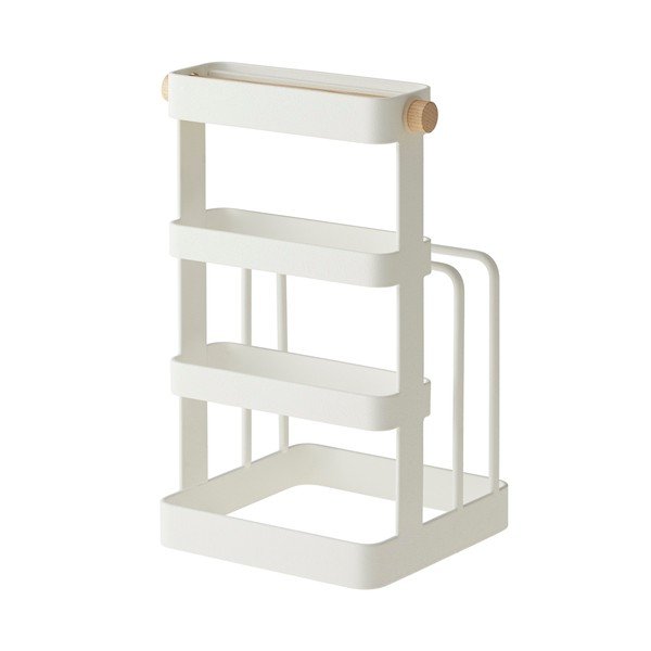 Balts statīvs nažiem un dēlīšiem ar dižskābarža detaļām YAMAZAKI Tosca