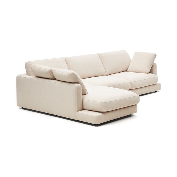 Bēšs stūra dīvāns no šenila auduma (ar kreiso stūri/ar zvilni) Gala – Kave Home-image-2