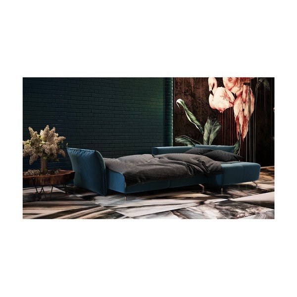 Tumši zils samta izvelkamais stūra dīvāns ar maināmu stūri Devichy Hermes-image-4