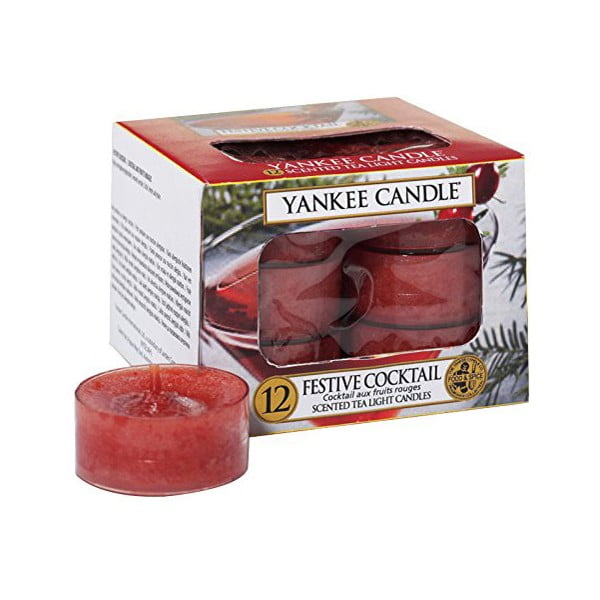 12 aromātisko sveču komplekts Yankee Candle Festive Cocktail, degšanas laiks 4 - 6 stundas.