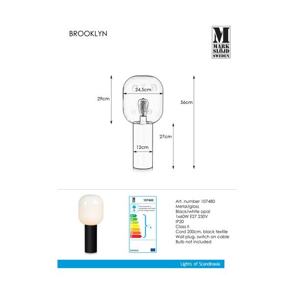 Balta galda lampa Markslöjd Brooklyn Smoke, ø 24 cm-image-2