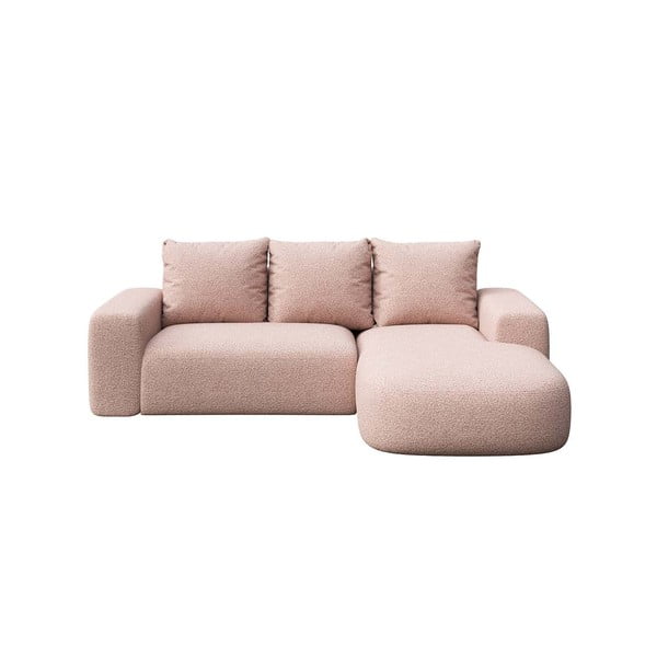 Gaiši rozā stūra dīvāns no buklē auduma (labais stūris) Feiro – MESONICA