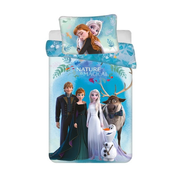Zila kokvilnas bērnu gultas veļa 100x135 cm Frozen "Blue" – Jerry Fabrics