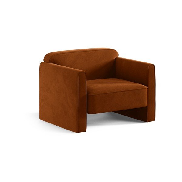 Terakotas oranžs samta atpūtas krēsls Abby – Micadoni 