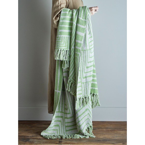 Zaļš pleds no kokvilnas maisījuma 130x155 cm Velva – Bloomingville-image-1