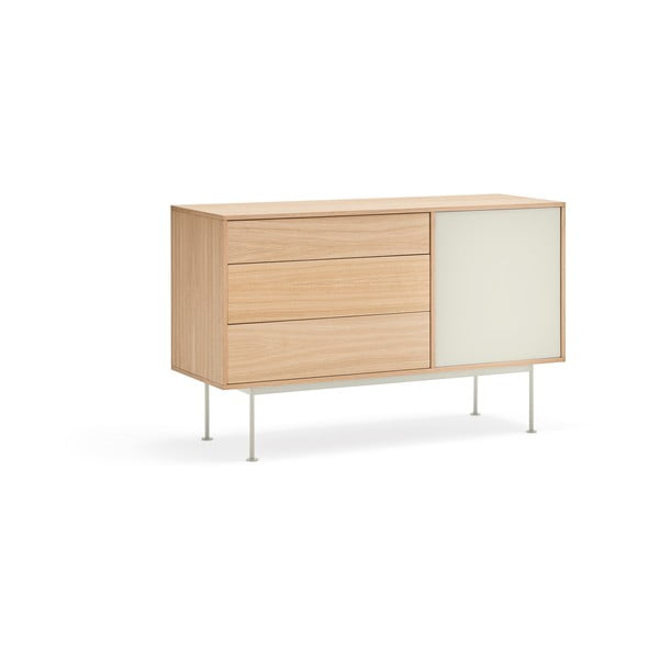 Krēmkrāsas kumode ar ozola finieri Teulat Yoko, platums 128 cm-image-2