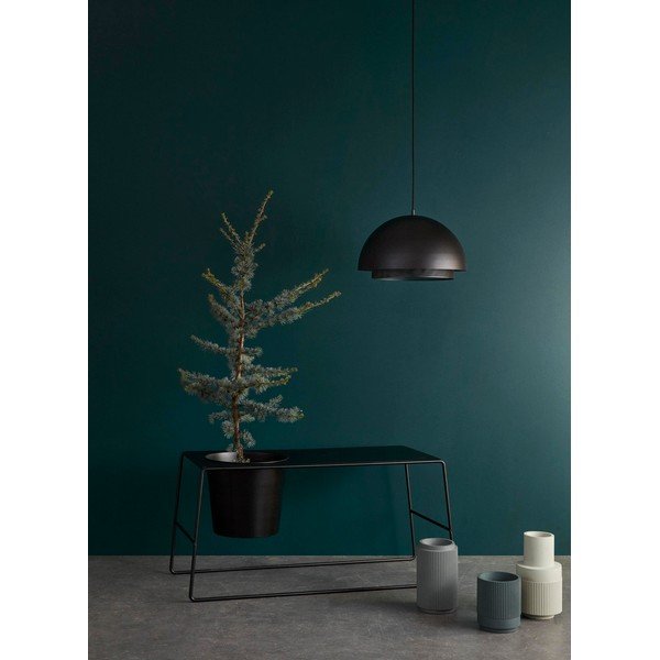 Melns metāla kafijas galdiņš ar iebūvētu puķu podiņu Hübsch Metal-image-1