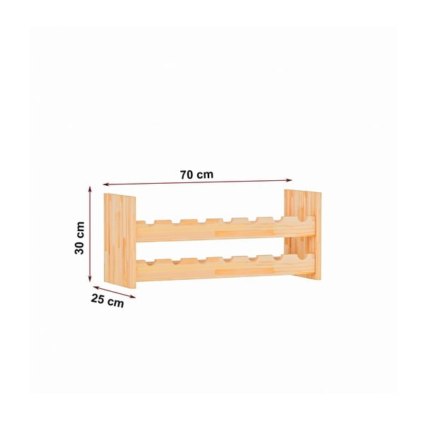 Dabīga toņa sienas vīna statīvs no priedes koka (14 pudelēm) Carol – Kalune Design-image-4
