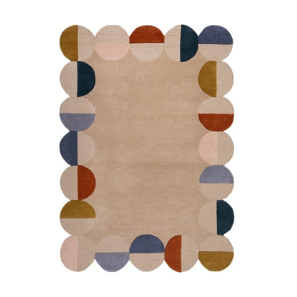 Bēšs ar rokām darināts vilnas paklājs 200x290 cm Mia Scallop Frame – Flair Rugs