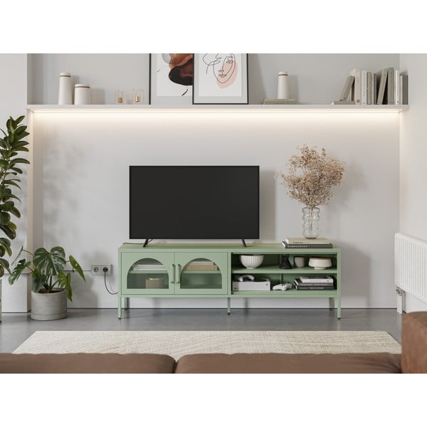 Piparmētru zaļš TV galdiņš 160x50 cm Diora – Marckeric-image-1