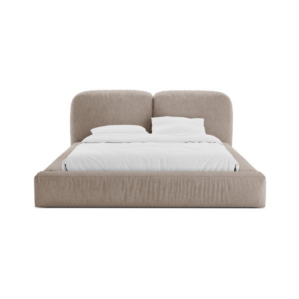 Gaiši brūna polsterēta divvietīga gulta ar veļas kasti un redelēm 200x200 cm Martina – Micadoni -image-4