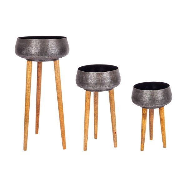 Metāla ar rokām radīti puķu poda apvalki (3 gab.) ø 37,5 cm Varanasi – Bizzotto