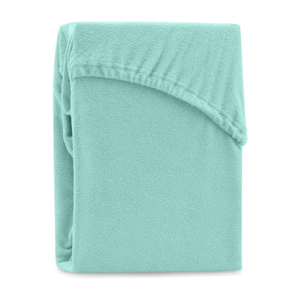 Piparmētru zaļš elastīgs palags ar augstu kokvilnas saturu AmeliaHome Ruby, 80/90 x 200 cm-image-1