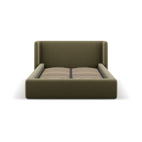 Zaļa polsterēta divvietīga gulta ar veļas kasti ar redelēm 200x200 cm Jason – Windsor & Co Sofas-image-3