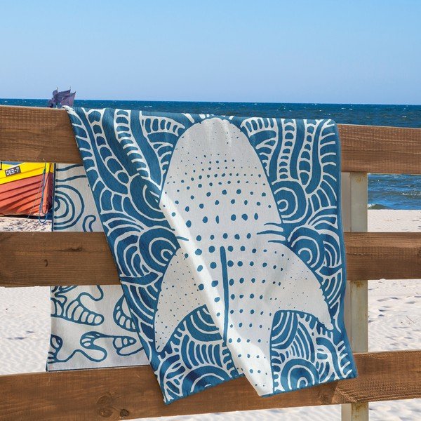 Zils pludmales dvielis 90x180 cm Shark – DecoKing-image-4