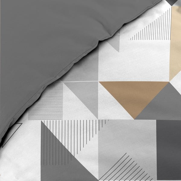 Balta/pelēka vienguļamā mikrošķiedras gultas veļa 140x200 cm Trigone – douceur d'intérieur-image-3