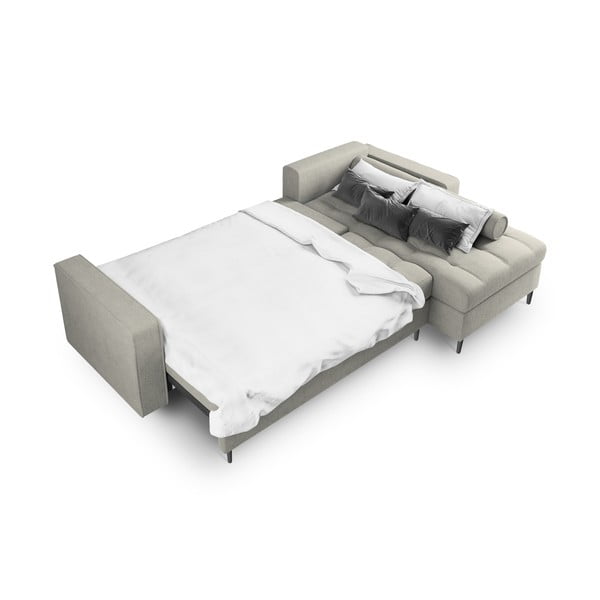 Gaiši pelēks izvelkamais stūra dīvāns ar veļas kasti Milo Casa Santo, labais stūris-image-4