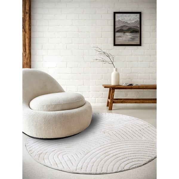 Balts apaļš paklājs ø 160 cm Panglao New York White – Elle Decoration-image-1