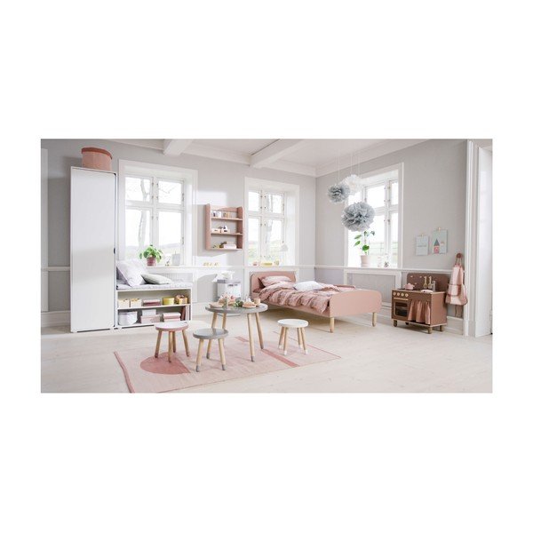 Rozā bērnu taburete ar oša koka kājām Flexa Dots, ø 30 cm-image-1