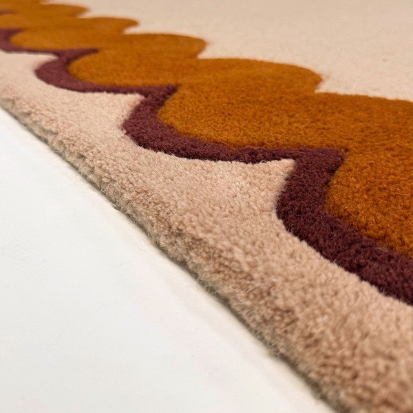 Oranžs/dabīga toņa ar rokām darināts vilnas paklājs 140x200 cm Wiggle Wool – Flair Rugs-image-2