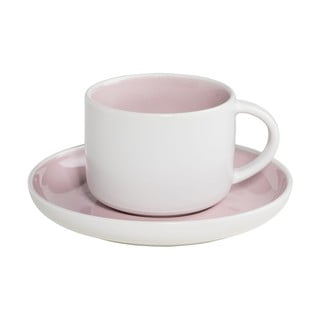 Balta porcelāna krūze un apakštasīte ar rozā iekšpusi Maxwell & Williams Tint, 240 ml