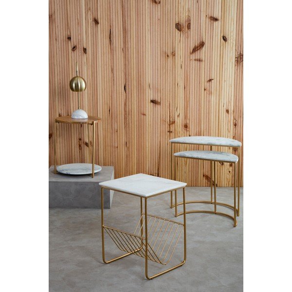 Sānu galdiņš ar marmora virsmu 40x40 cm Mandoli – Premier Housewares-image-1