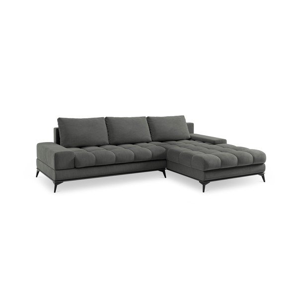 Tumši pelēks izlaižamais stūra dīvāns ar glabāšanas kasti Windsor & Co Sofas Deneb, labais stūris-image-3