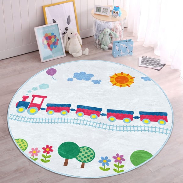 Gaiši zils bērnu paklājs ø 100 cm Comfort – Mila Home-image-4