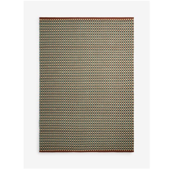 Zilganzaļš ar rokām darināts paklājs no vilnas maisījuma 160x230 cm Ember – MADE